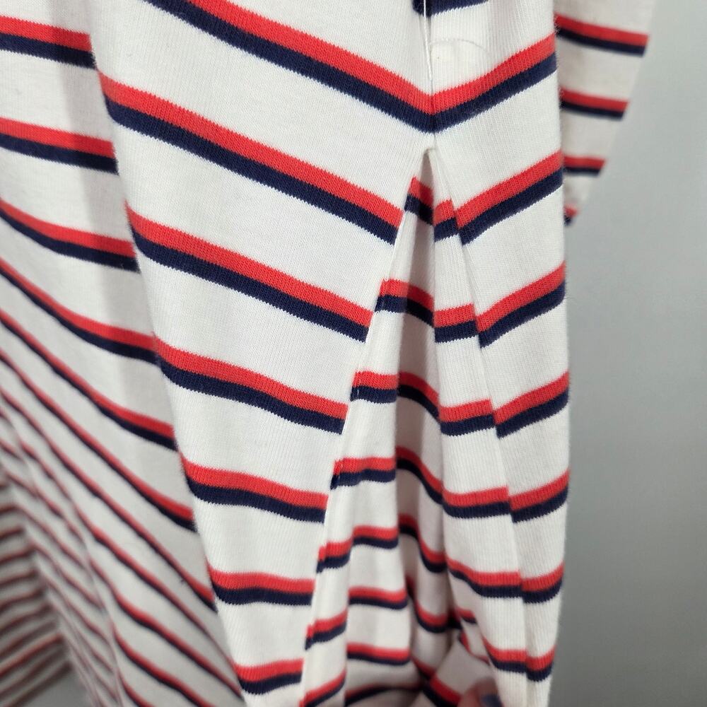 BURU women SZ S Red Blue White Striped Cotton 3/4 Sleeve Career Casual Dress - Picture 5 of 7